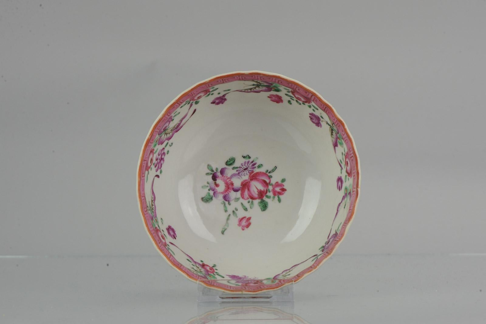 Antique Qianlong 18th Century Mandarin Rose Porcelain Bowl Chinese Hunting Scene 2
