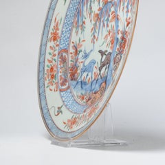 Antique Qianlong Bont Porcelain Deer Bird Chinese Plates, 18th Century