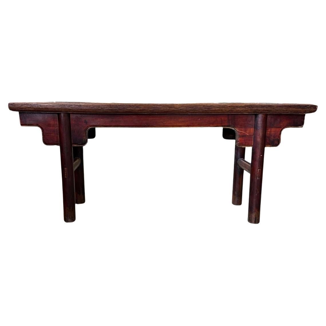 Antique Qing Dynasty Bench, Elm Wood