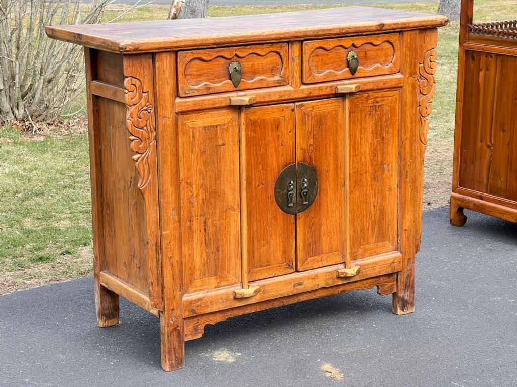 Chinese Antique Qing Dynasty Butterfly Cabinet c. 1800s For Sale
