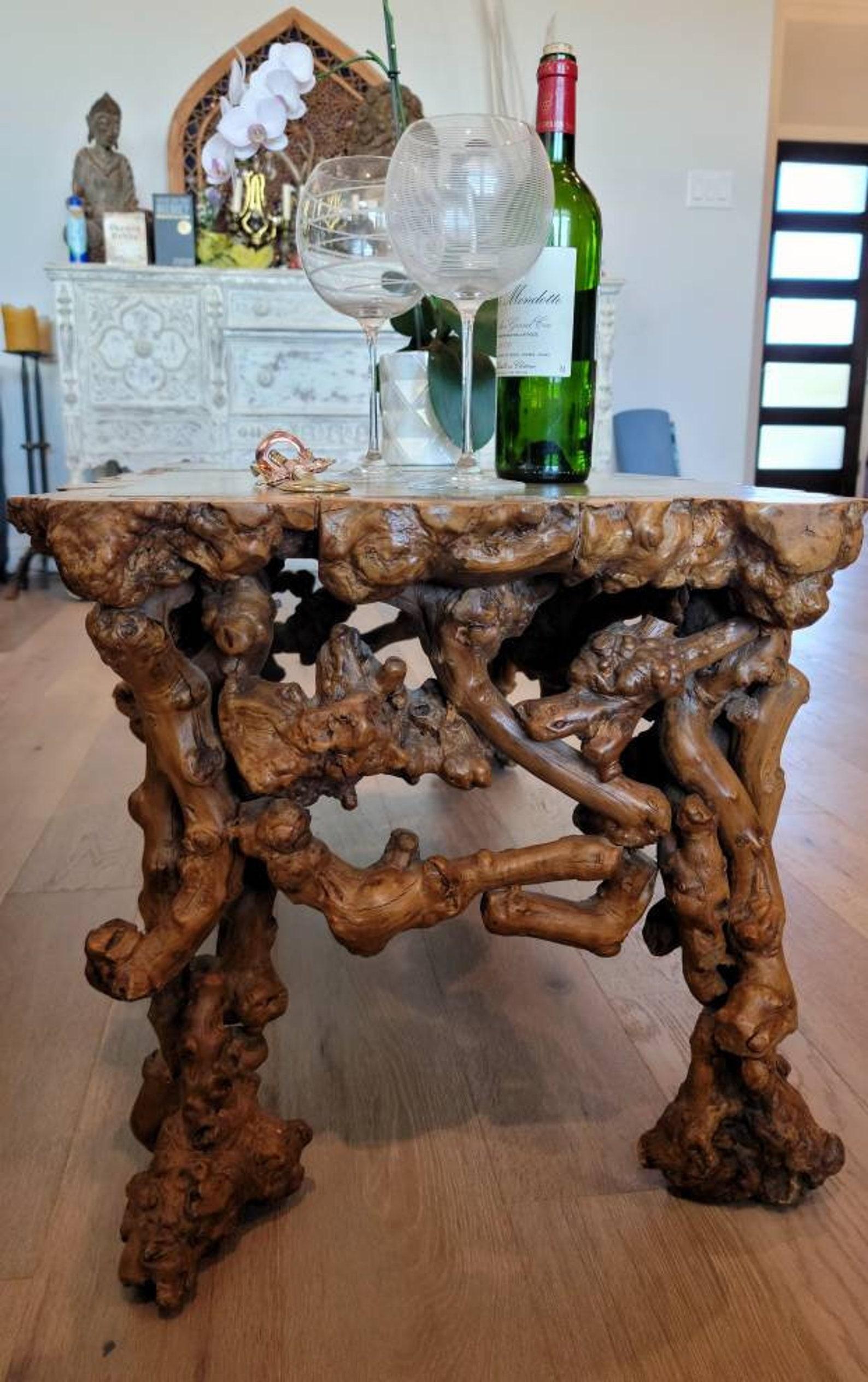 Ancienne table basse chinoise en bois de ronce de la dynastie Qing en vente 4