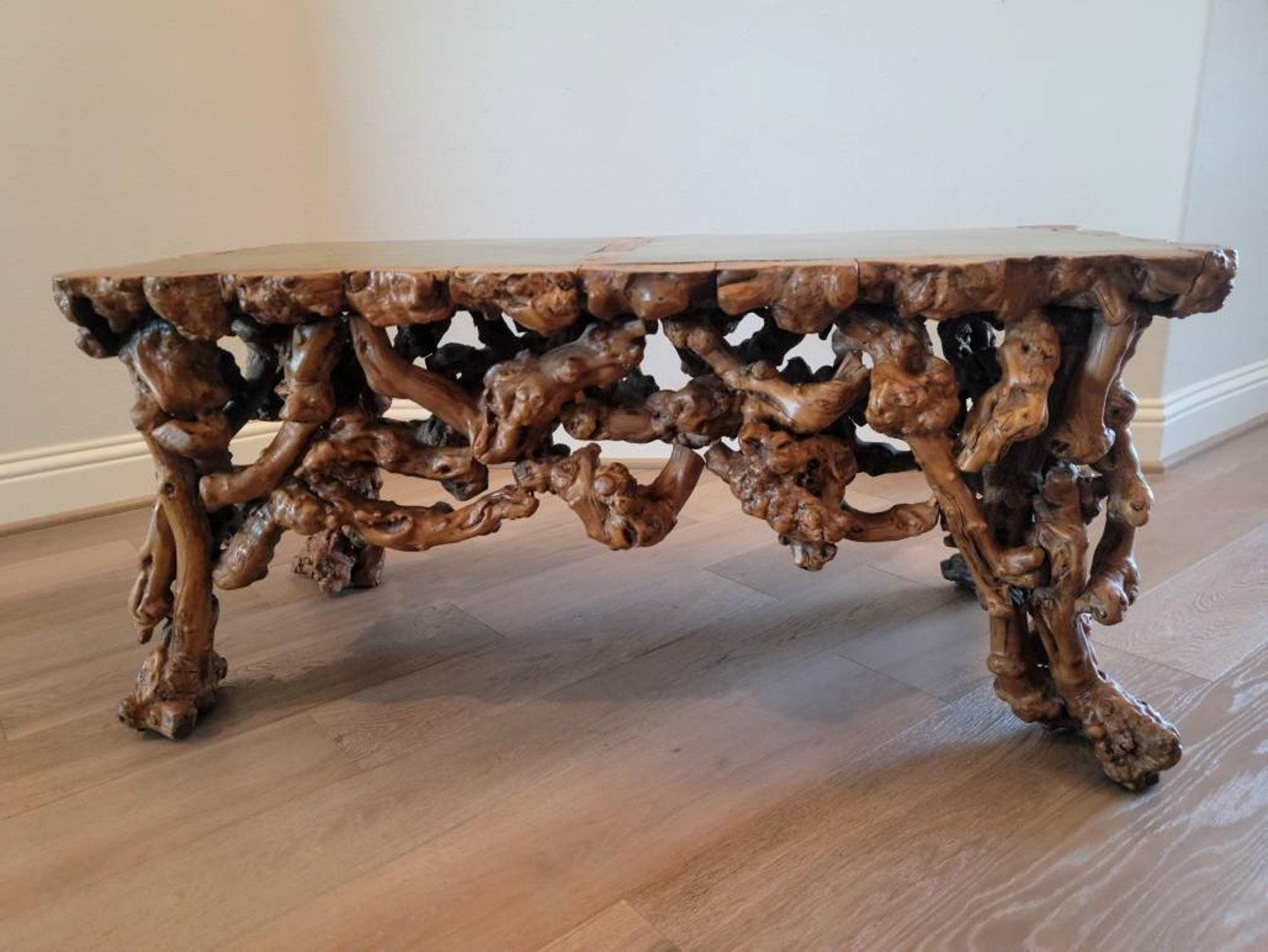 Chinois Ancienne table basse chinoise en bois de ronce de la dynastie Qing en vente