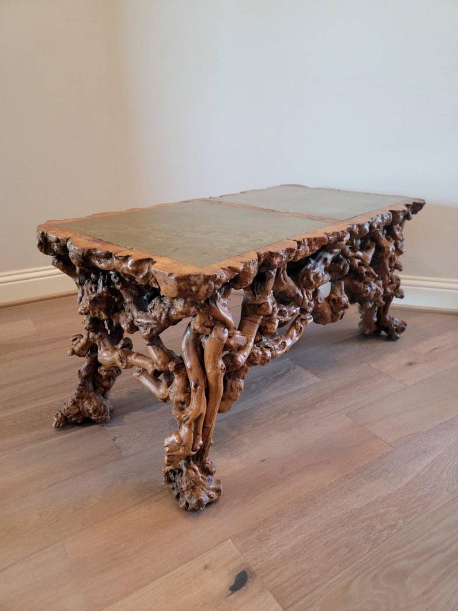 18th Century Antique Qing Dynasty Chinese Burl Root Wood Coffee Table For Sale