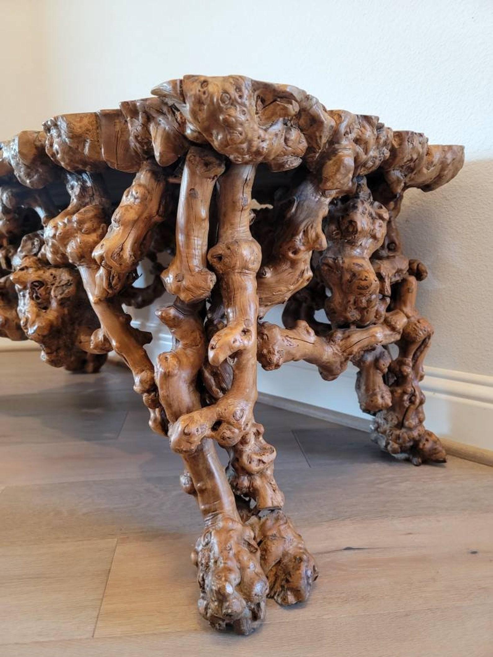 Antique Qing Dynasty Chinese Burl Root Wood Coffee Table For Sale 1