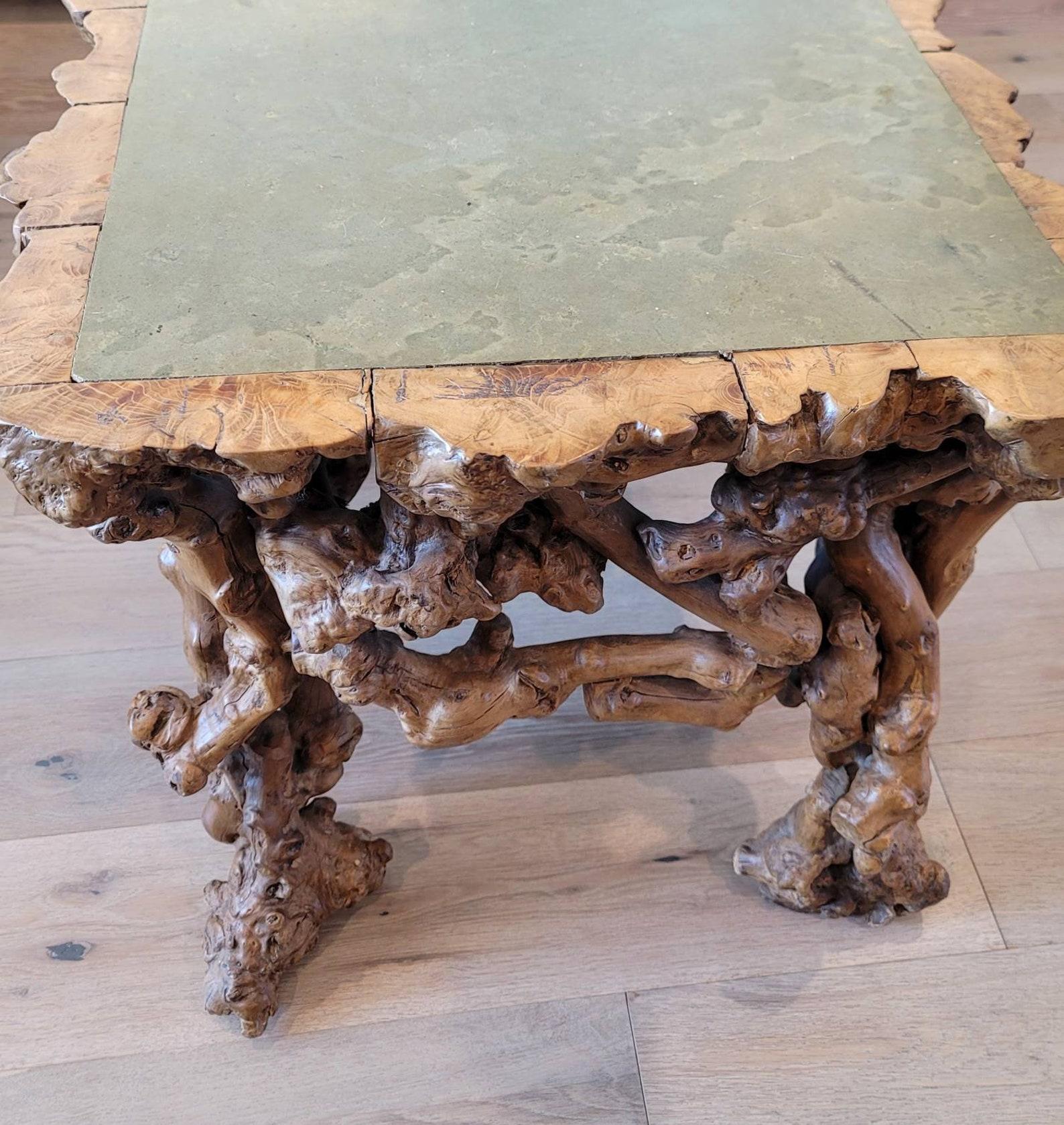 Ancienne table basse chinoise en bois de ronce de la dynastie Qing en vente 3