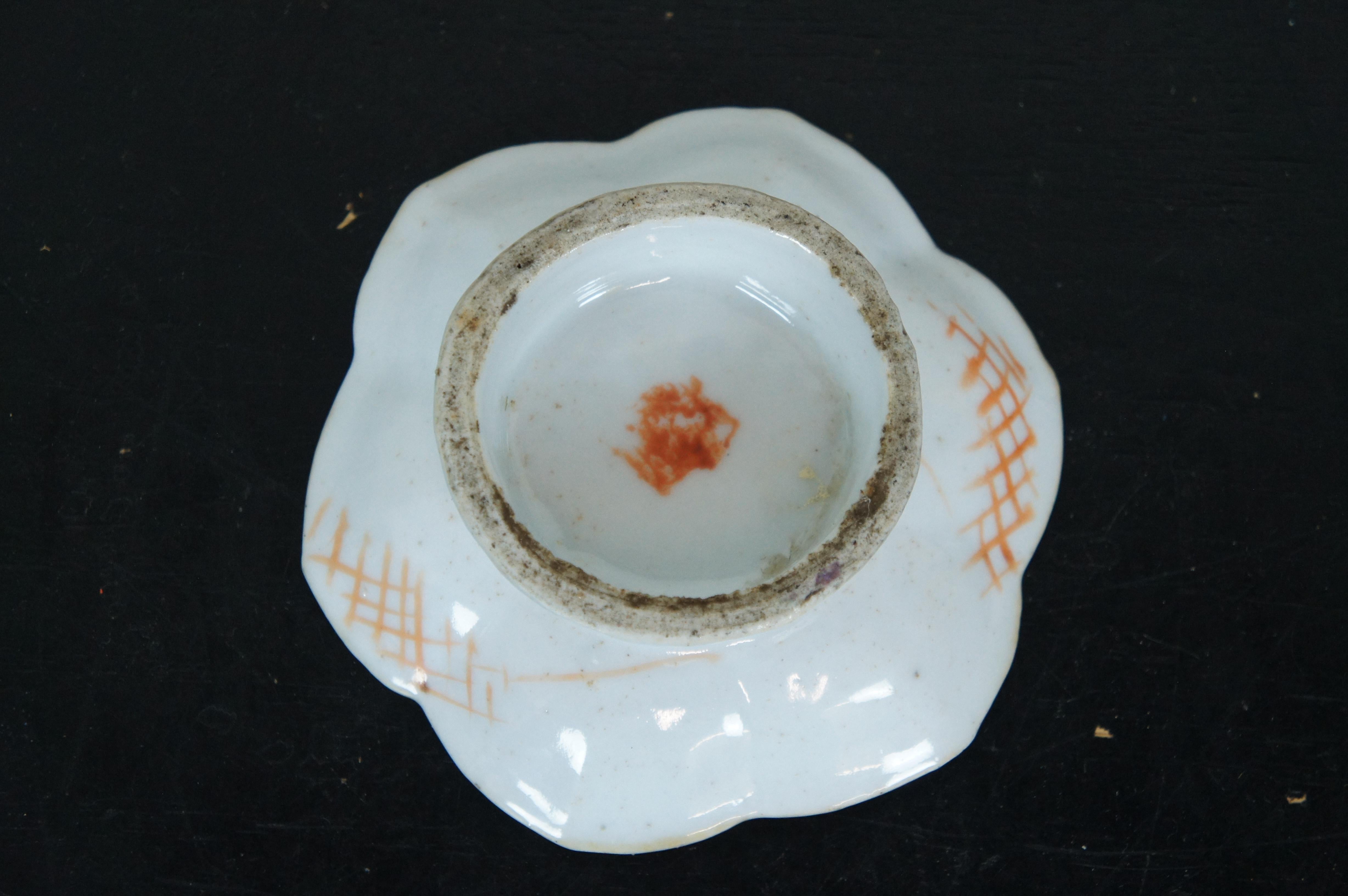 19th Century Antique Qing Dynasty Chinese Export Porcelain Footed Dish Lotus Bird Compote