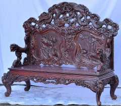 Banc Loveseat chinois antique de la dynastie Qing:: vers 1890