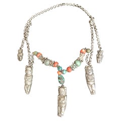 Antique Qing Dynasty Chinese Silver Necklace, 19th Century