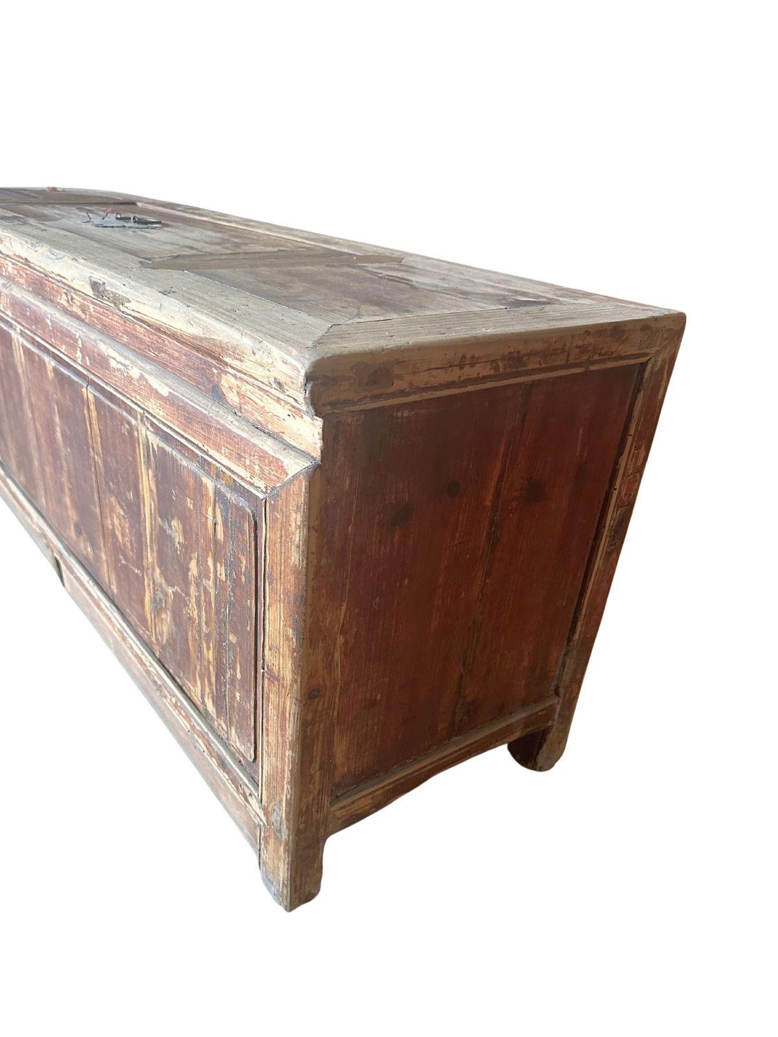 Chinese Antique Qing Dynasty Elm Wood Chest For Sale