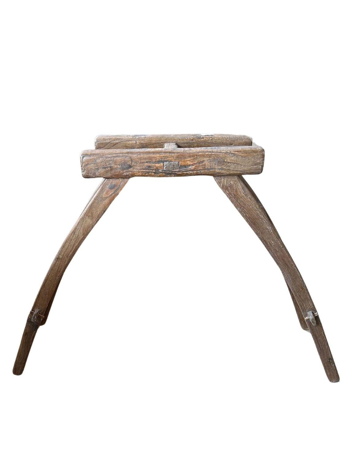Hand-Crafted Antique Qing Dynasty Elm Wood Mounting Steps from Shaanxi For Sale