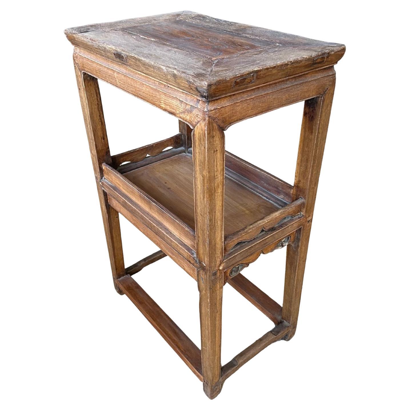 Antique Qing Dynasty Elm Wood Side Table