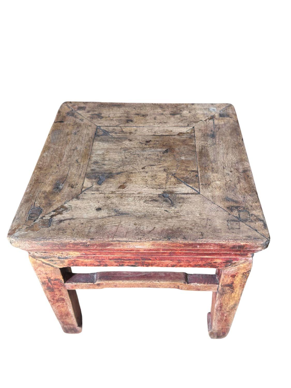 Chinese Antique Qing Dynasty Elm Wood Stool For Sale
