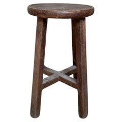 Tabouret ancien en bois d'orme de la Dynastie Qing