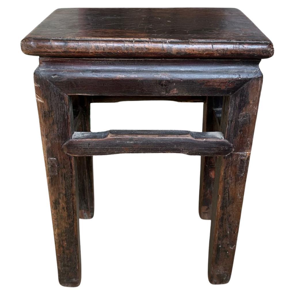 Antique Qing Dynasty Elm Wood Stool