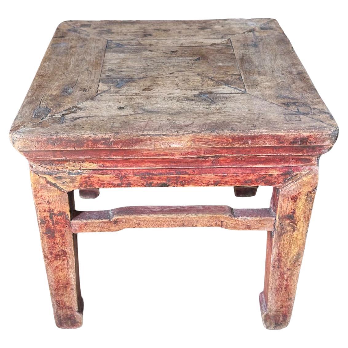 Antique Qing Dynasty Elm Wood Stool