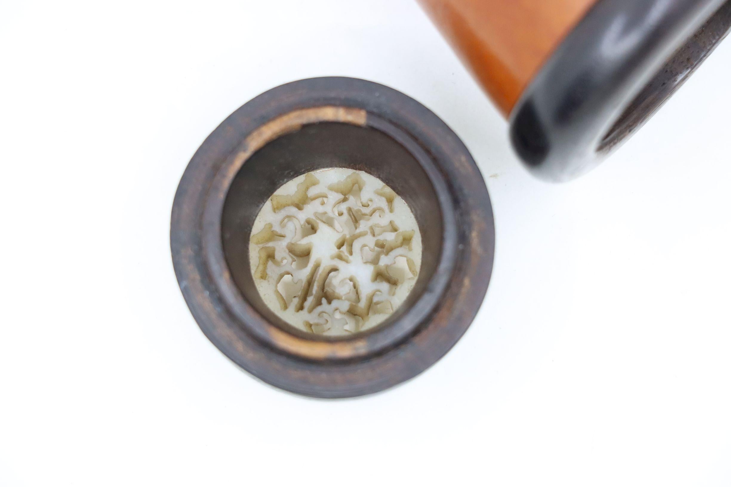 Antico vaso da grillo in zucca della dinastia Qing Dinastia Ming Placca di giada bianca in vendita 6