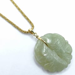 Antique Qing Dynasty 冬瓜囊 Jade Double Fish (Pisces) Pendant in 14K Yellow Gold