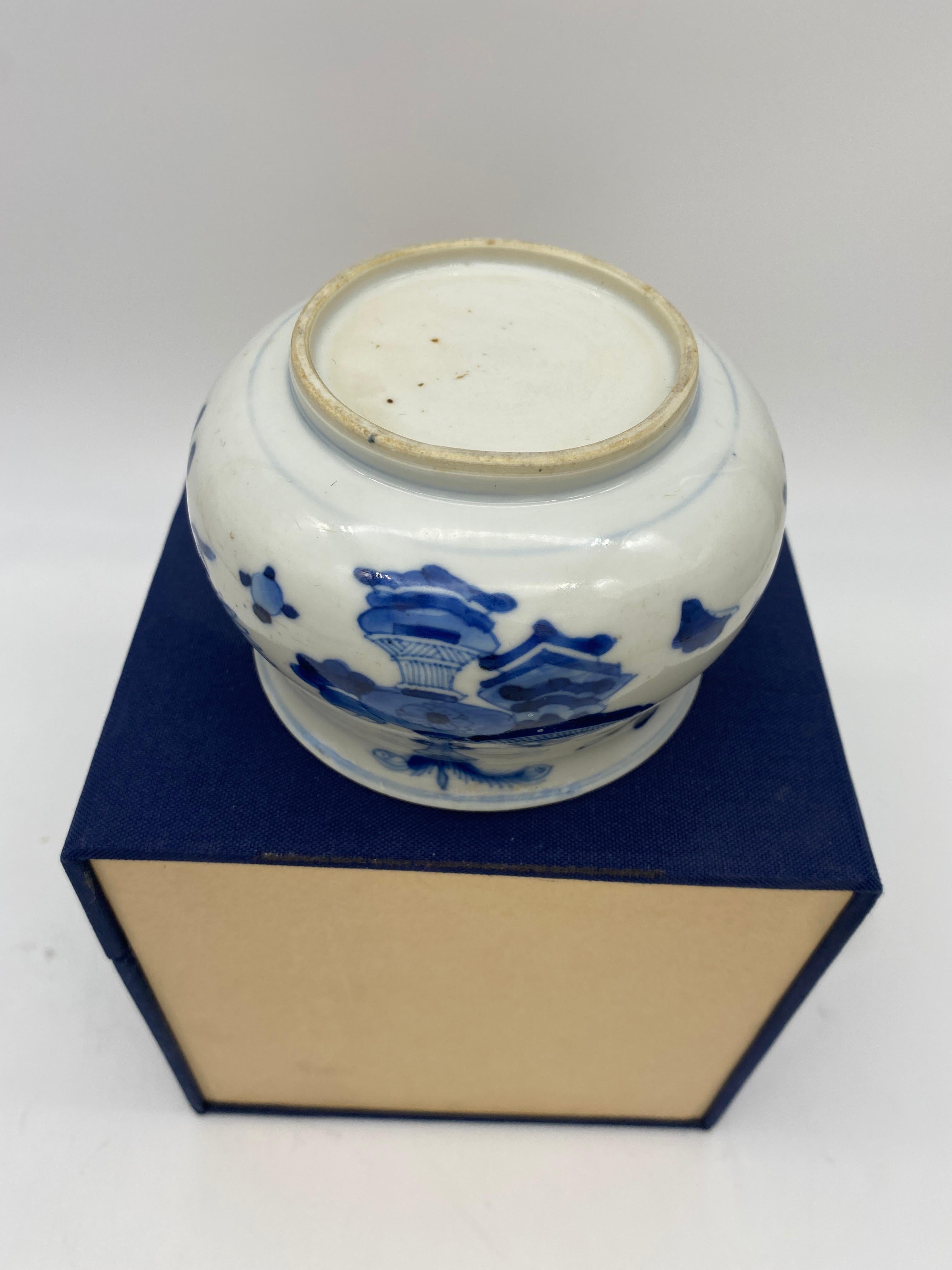 Antique Qing Dynasty Blue and White Chinese Porcelain Censer For Sale 11