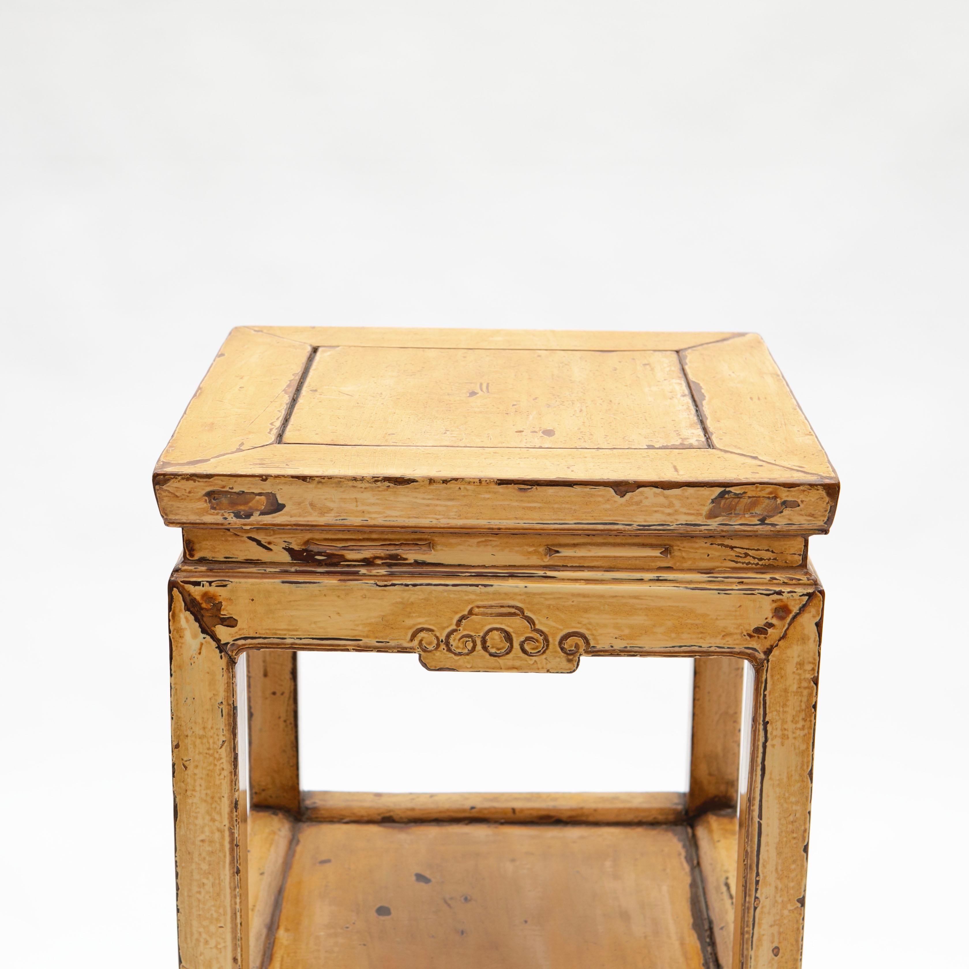 19th Century Antique Qing Style Tea Table with Yellow Lacquer For Sale