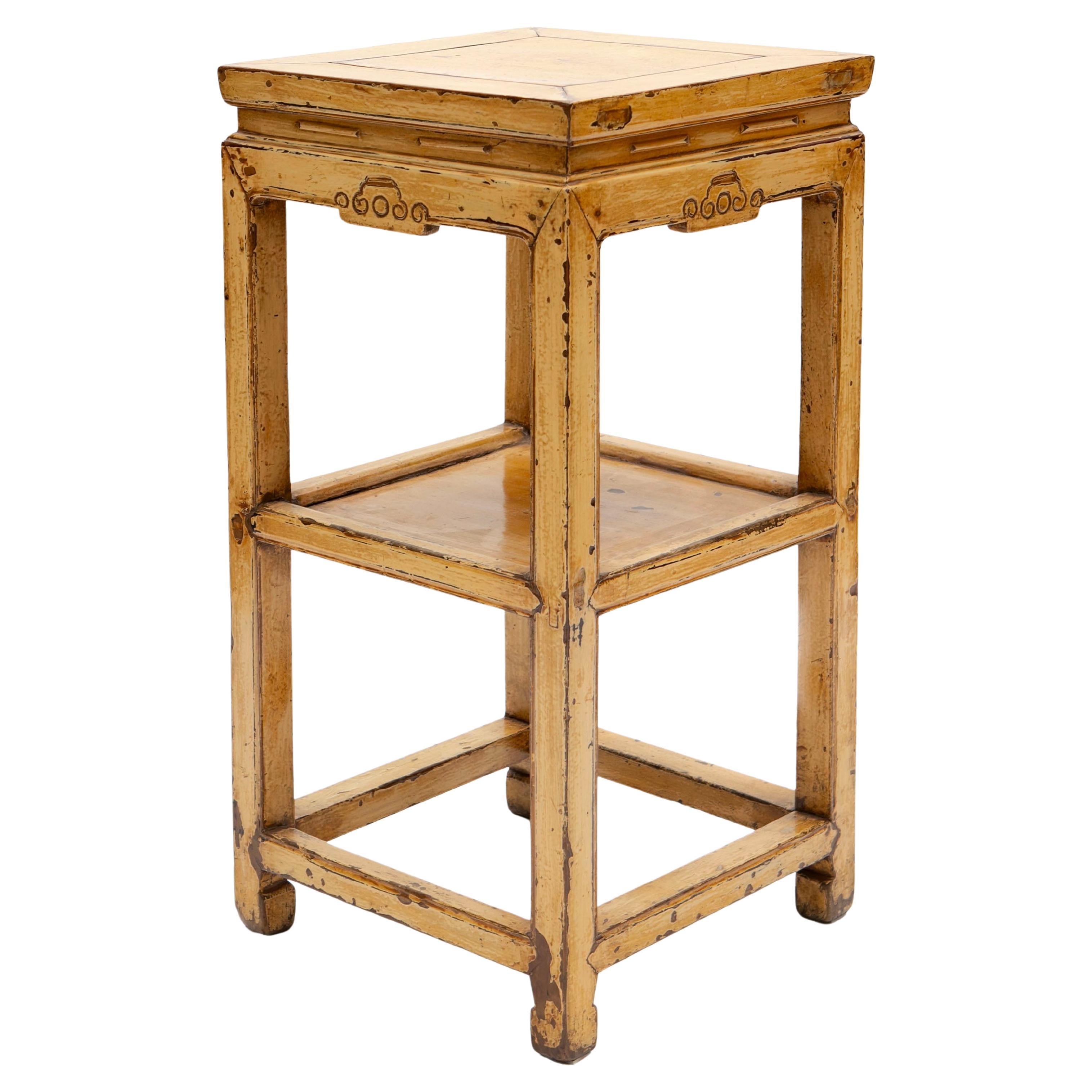 Qing Style Side Table Ore Table Stand with Yellow Lacquer For Sale