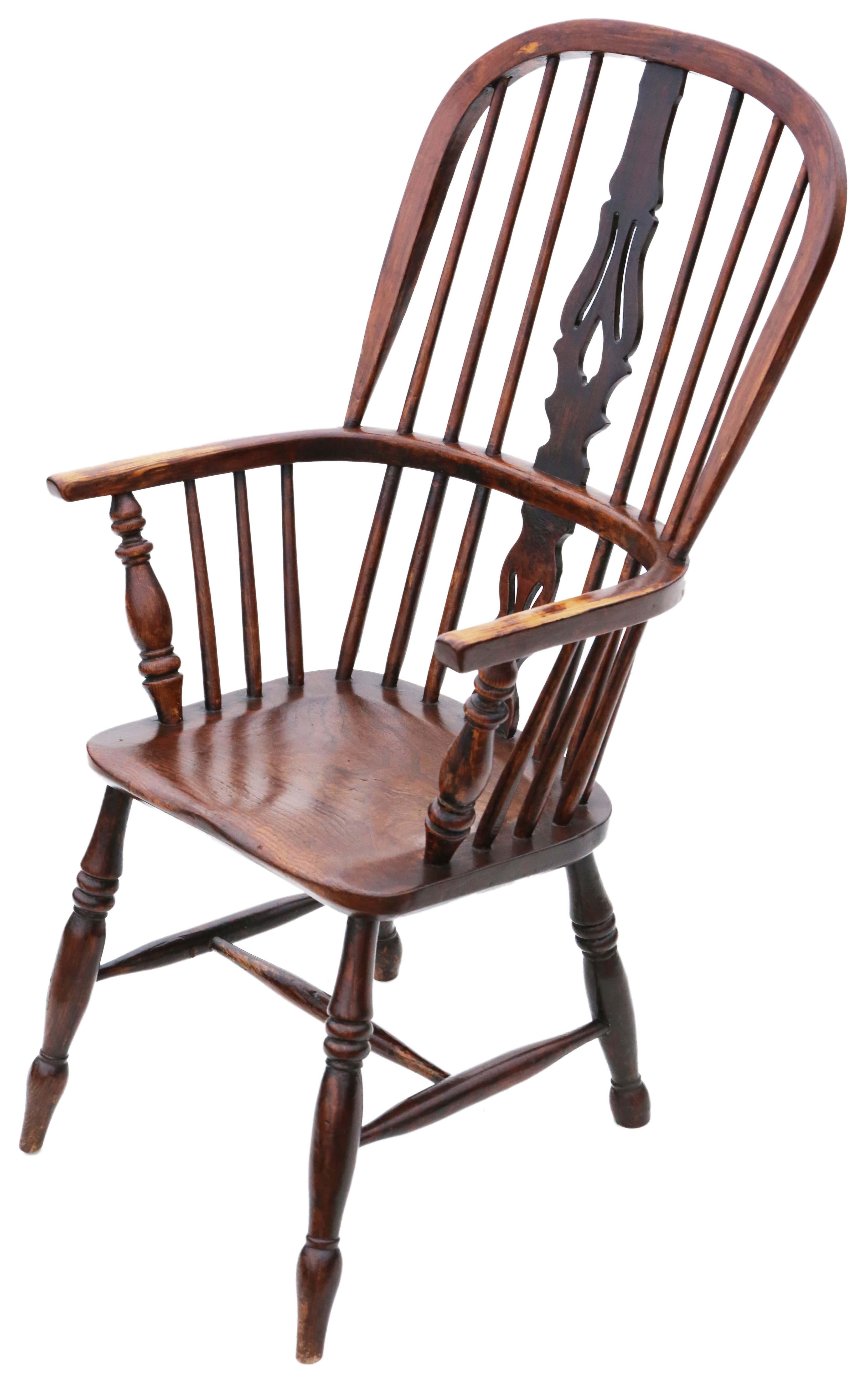 Victorian Antique quality 19th Century ash and elm Windsor chair dining armchair For Sale
