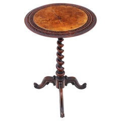 Antique Quality 19th Century Burr Walnut Side Occasional or Wine Table
