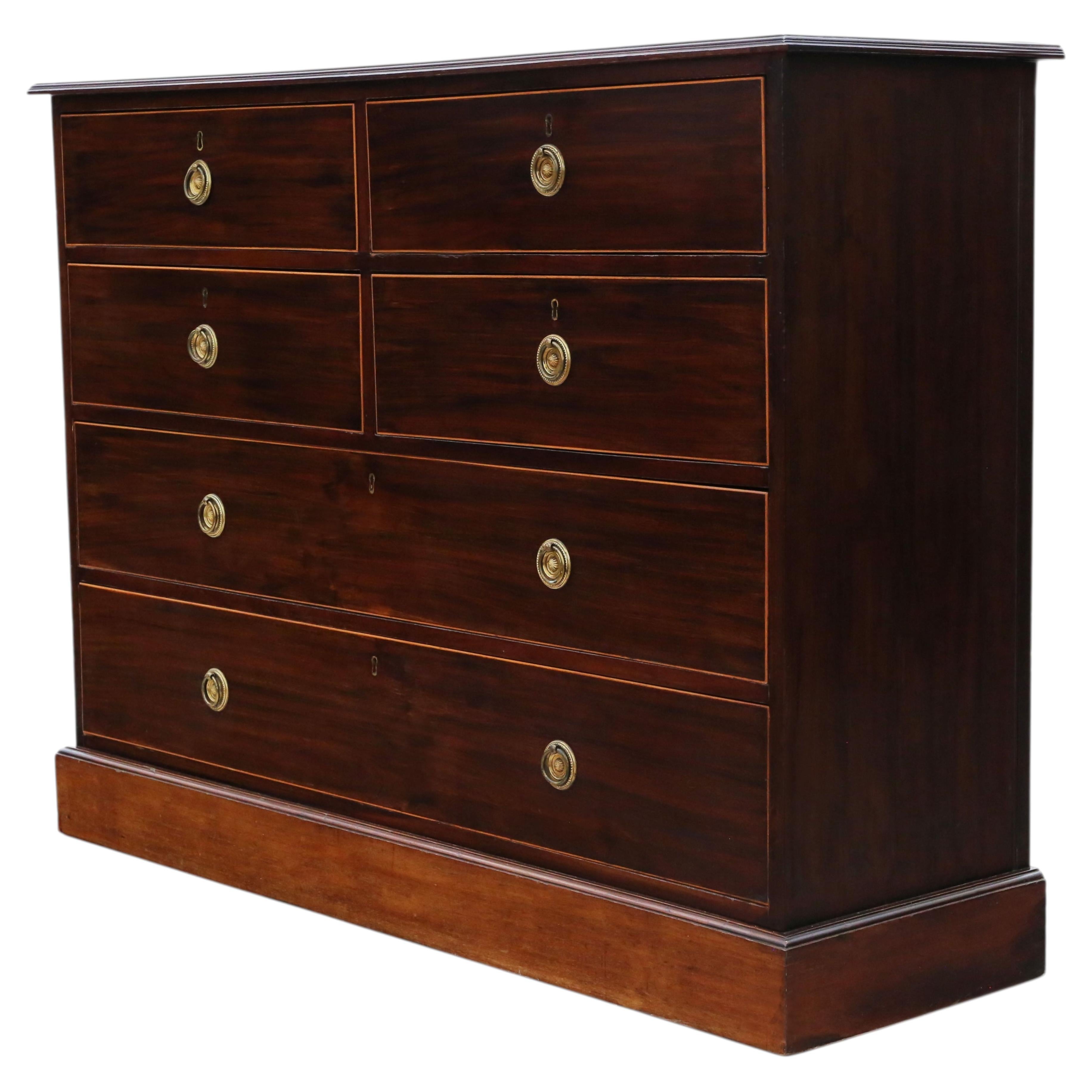 Antique quality 19th Century inlaid mahogany chest of drawers Mawer & Stephenson