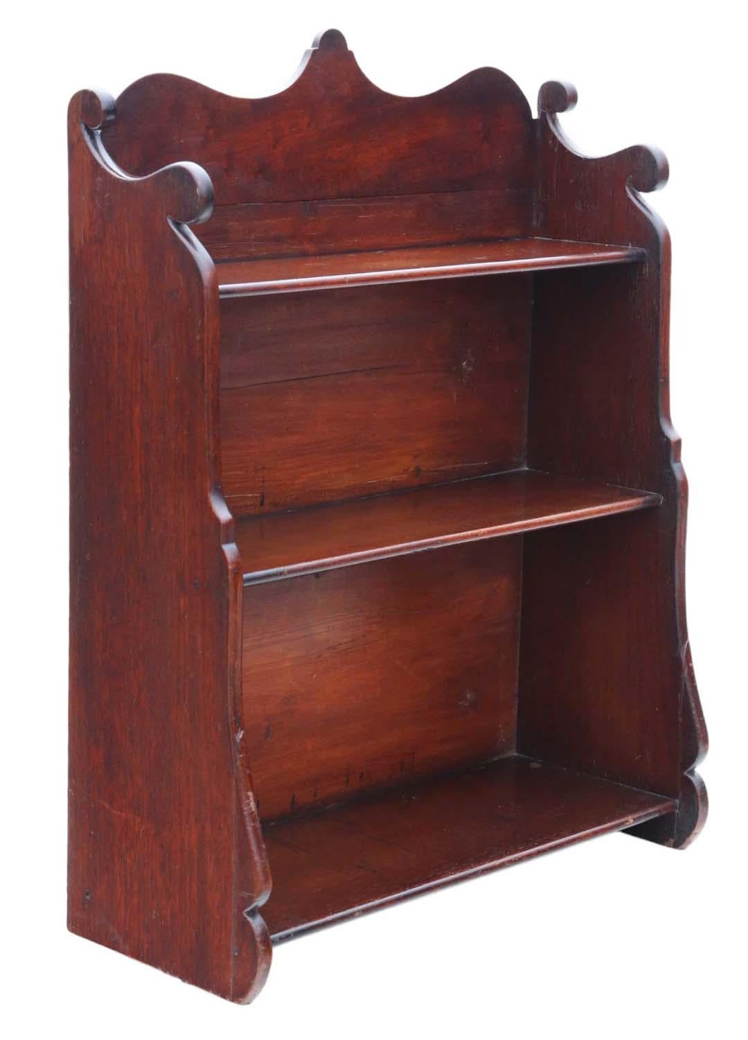 Wood Antique quality 19th Century mahogany bookcase shelves floor or wall For Sale