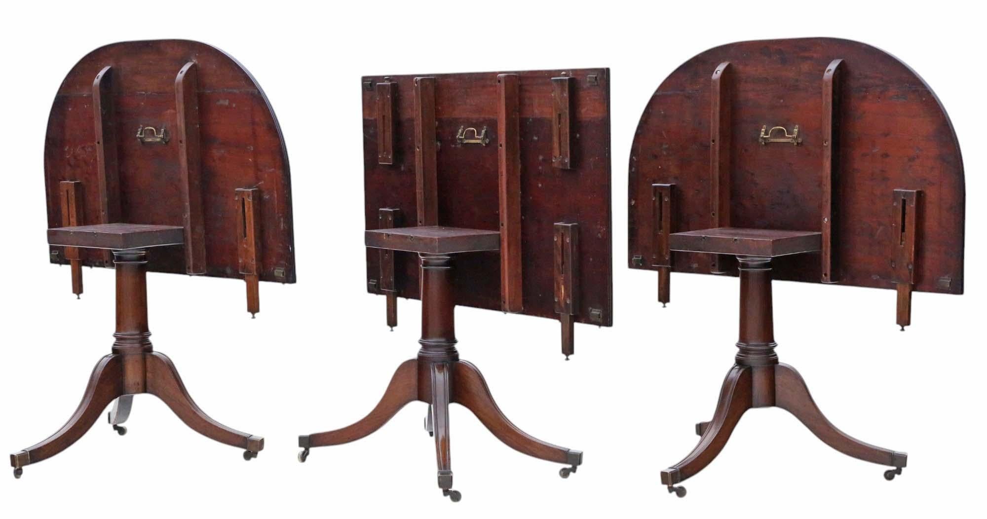 Table de salle à manger à rallonge du 19ème siècle de qualité ancienne à triple piédestal 11' en vente 2