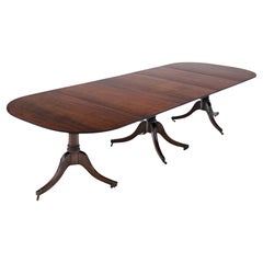 Antique Quality 19th Century Mahogany Extending Dining Table Triple Pedestal 11'