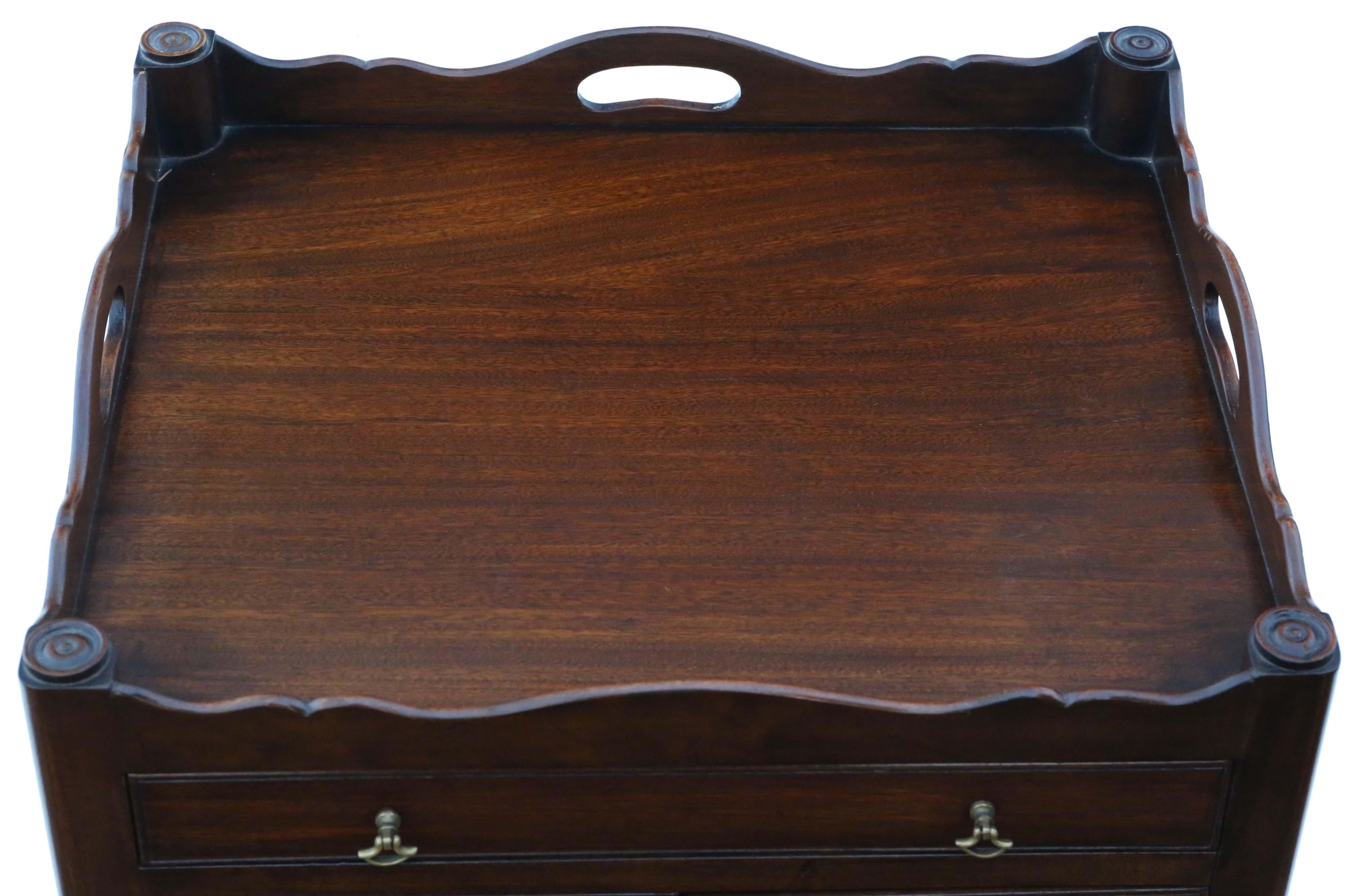 Antique quality 19th Century mahogany tray top nightstand bedside table Georgian In Good Condition In Wisbech, Cambridgeshire