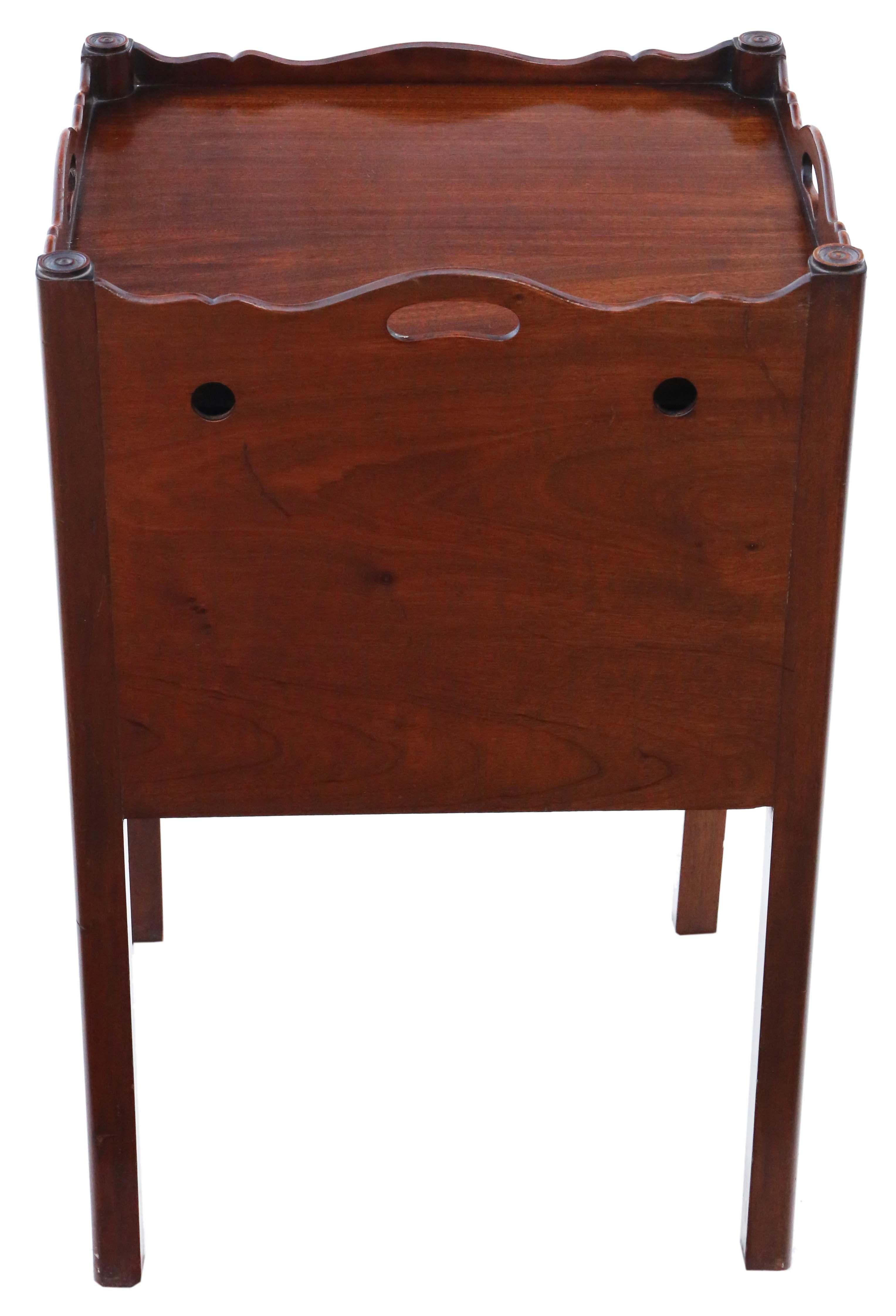 Antique quality 19th Century mahogany tray top nightstand bedside table Georgian 3
