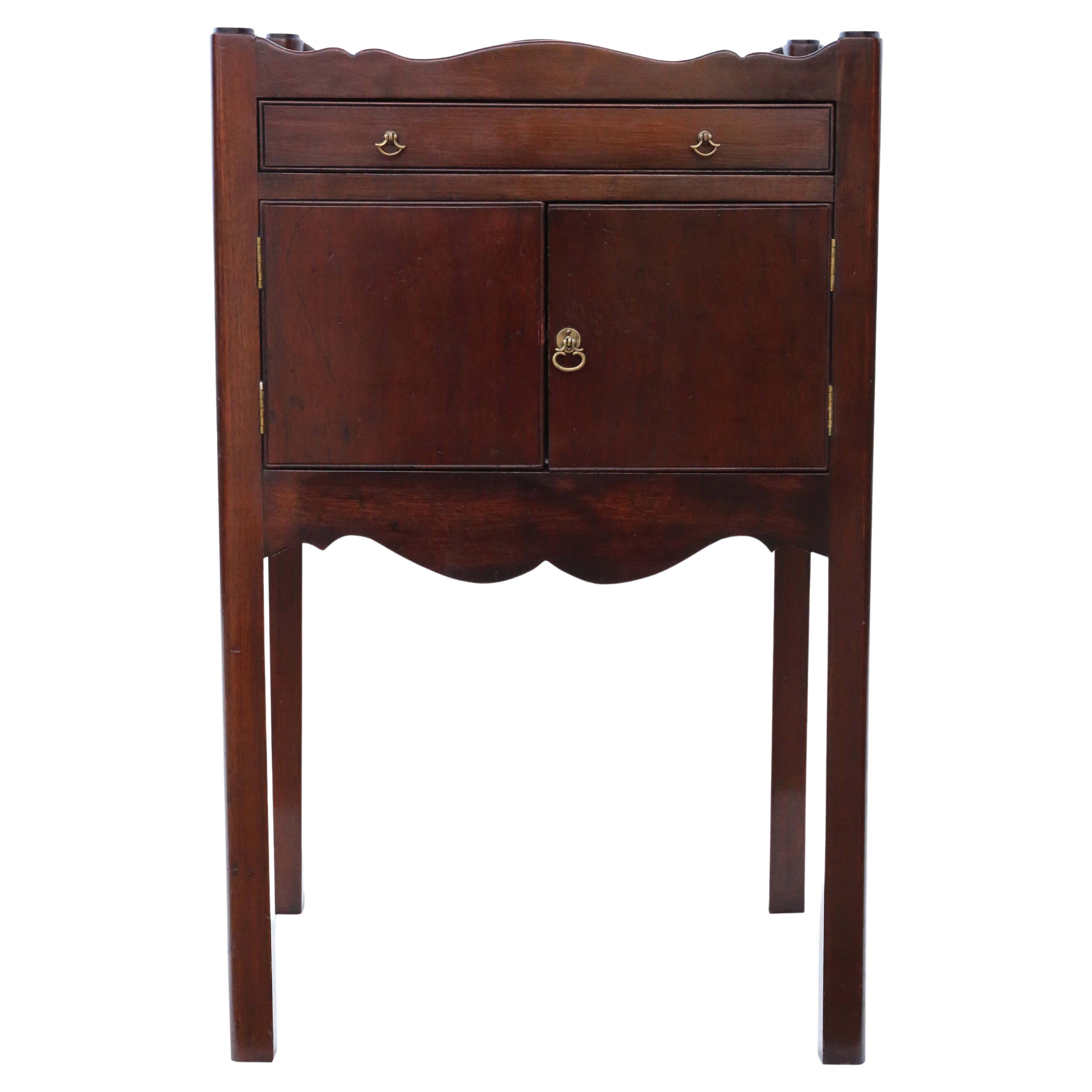 Antique quality 19th Century mahogany tray top nightstand bedside table Georgian