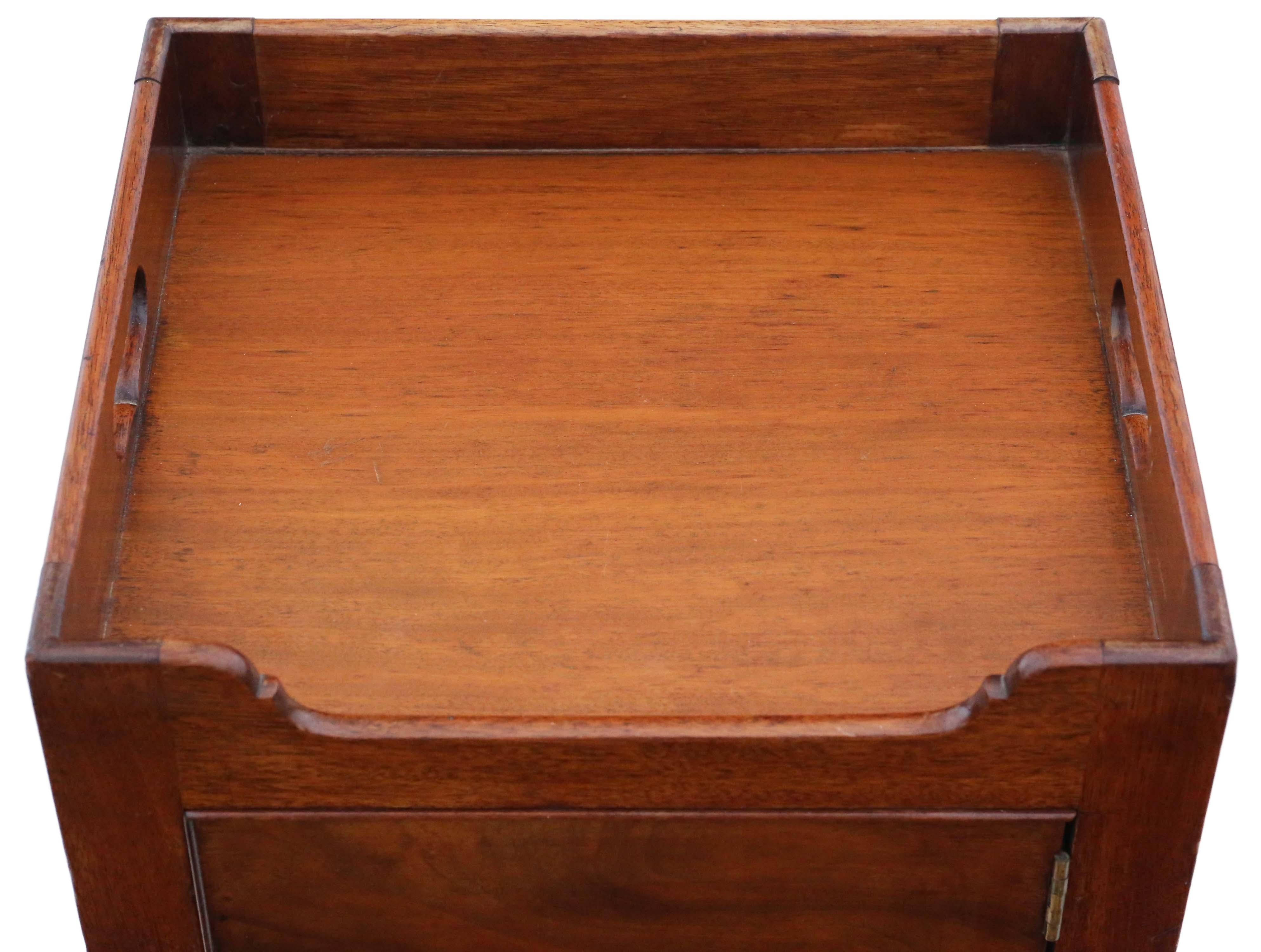 Antique quality 19th Century nightstand mahogany tray top washstand bedside tabl 3