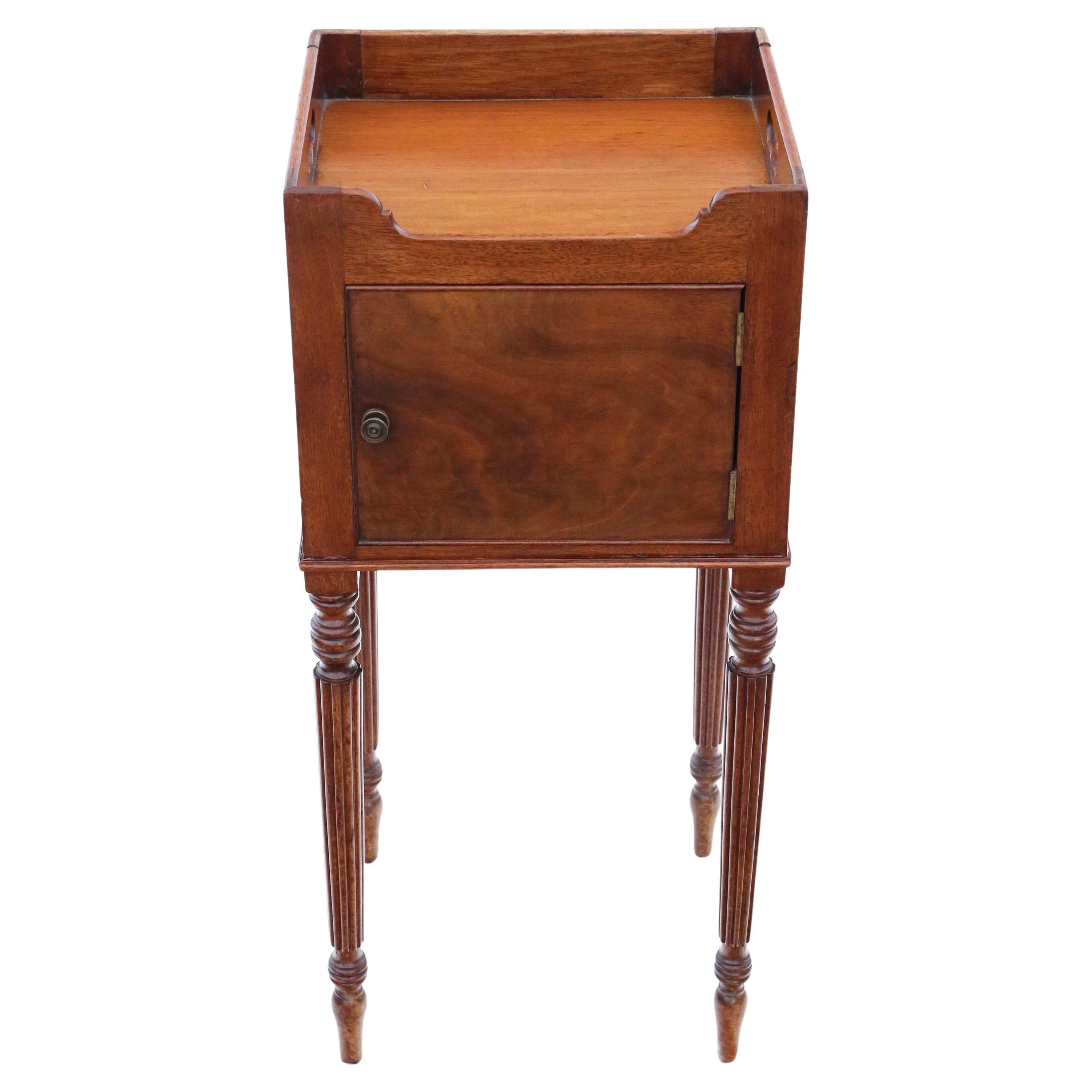 Antique quality 19th Century nightstand mahogany tray top washstand bedside tabl