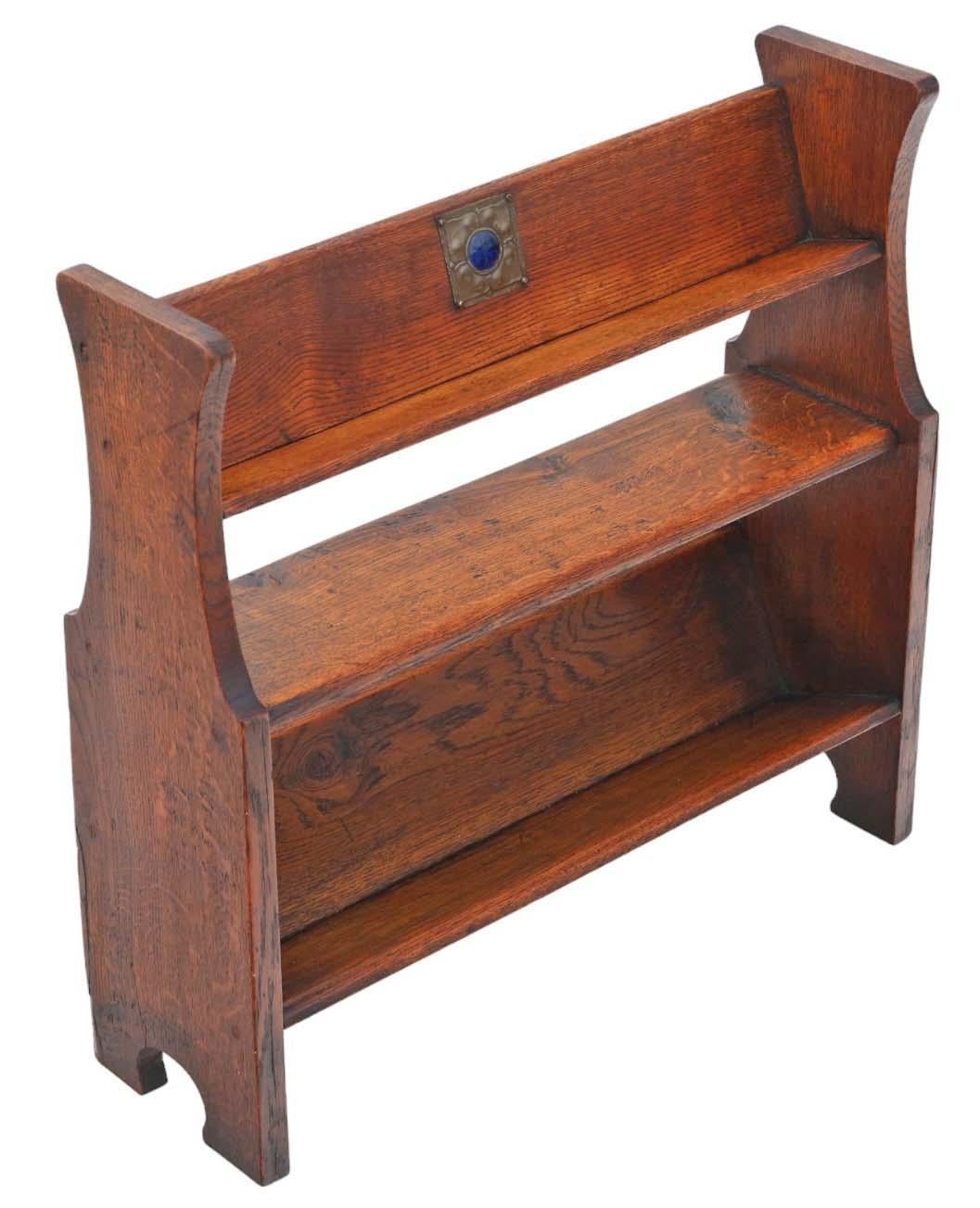 Antique quality Art Nouveau oak bookcase book trough stand C1910 Liberty In Good Condition For Sale In Wisbech, Cambridgeshire