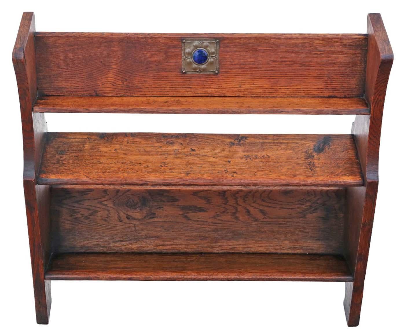 Antique quality Art Nouveau oak bookcase book trough stand C1910 Liberty For Sale 1