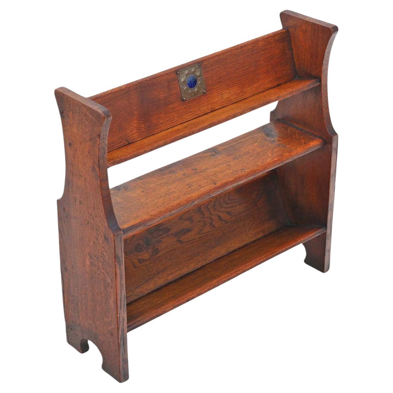 Antique quality Art Nouveau oak bookcase book trough stand C1910 Liberty For Sale