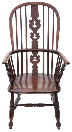 Antique quality ash and elm Windsor chair dining armchair 19th Century