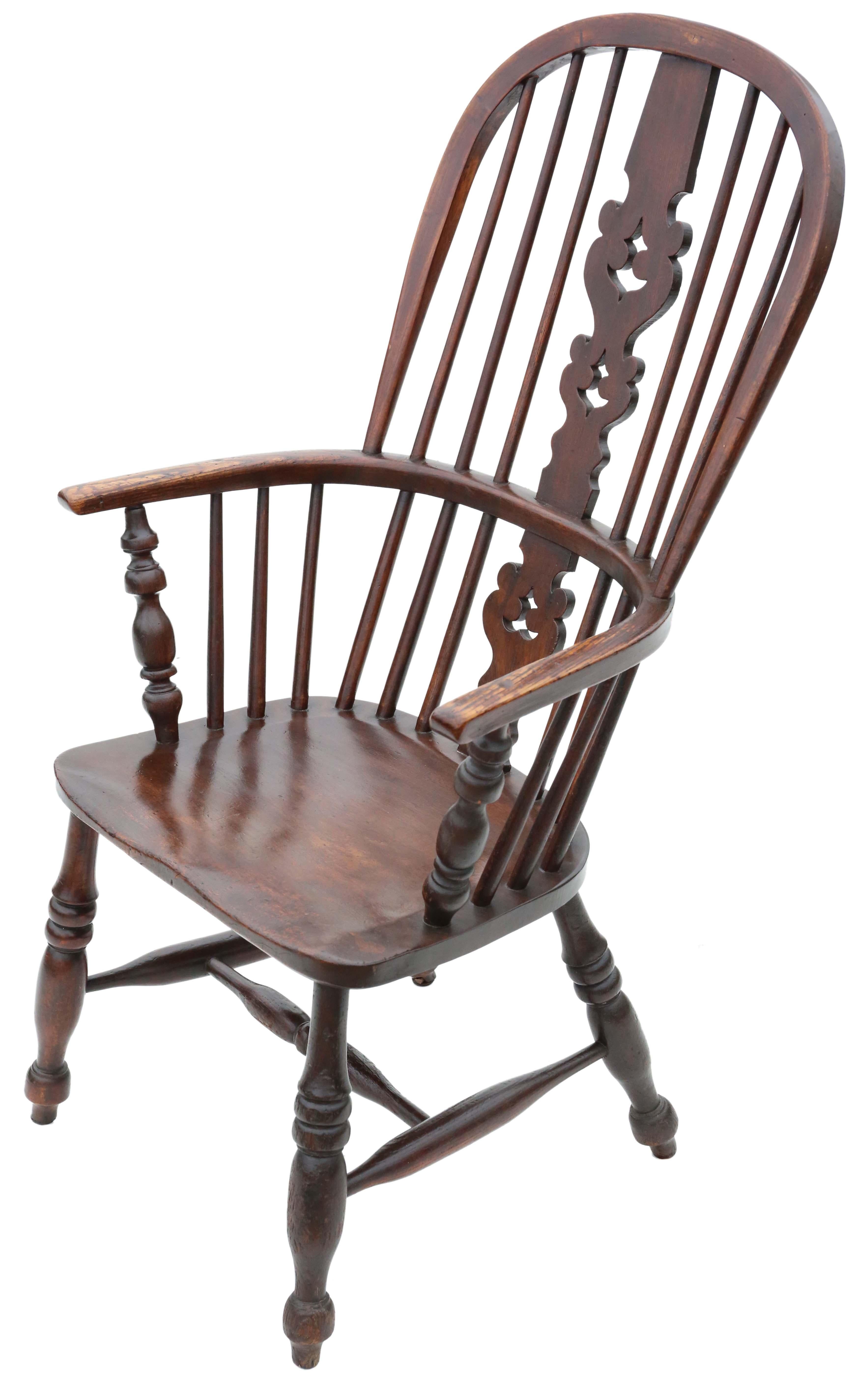 Victorian Antique quality ash and elm Windsor chair dining armchair 19th Century For Sale