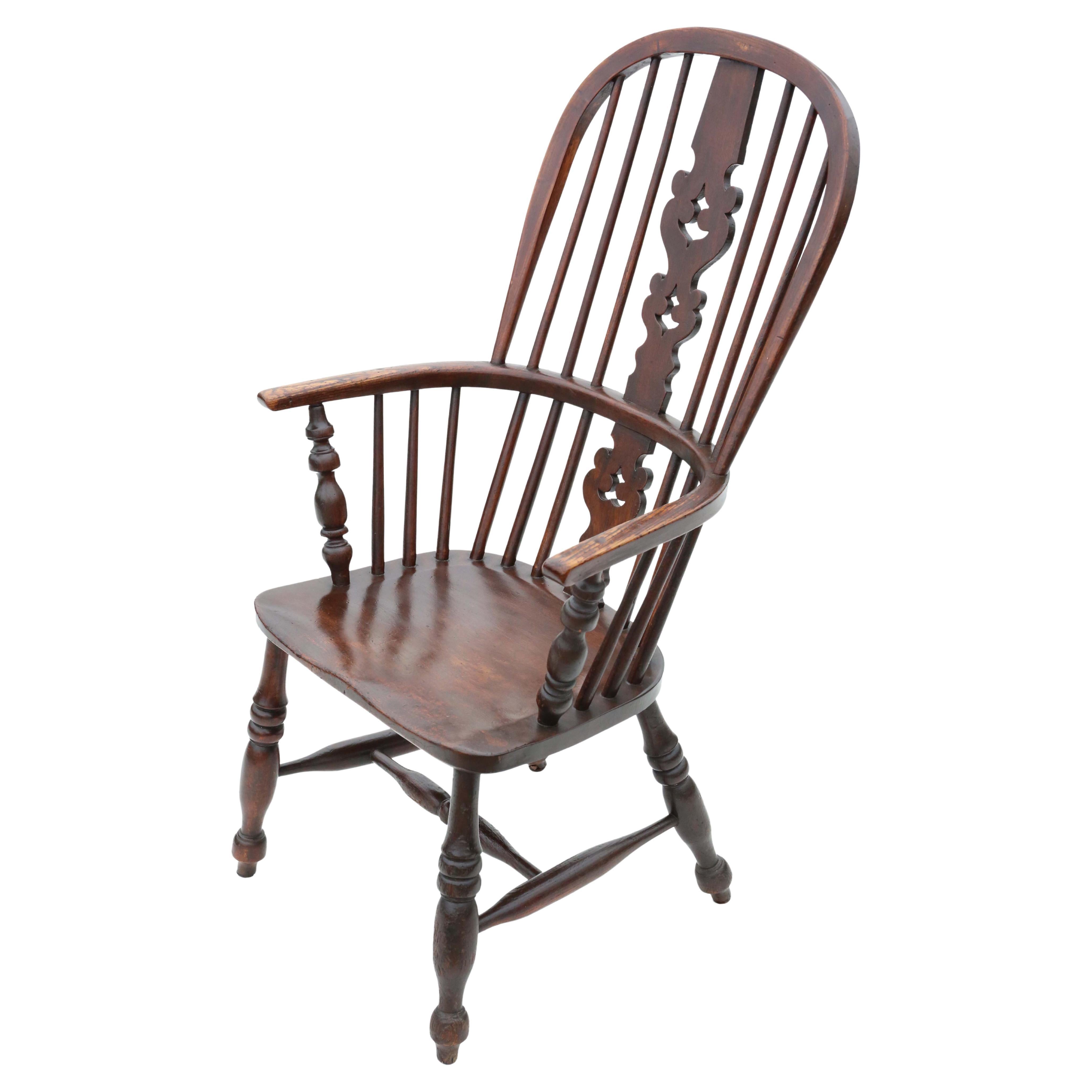 Antique quality ash and elm Windsor chair dining armchair 19th Century For Sale