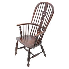 Used quality ash and elm Windsor chair dining armchair 19th Century