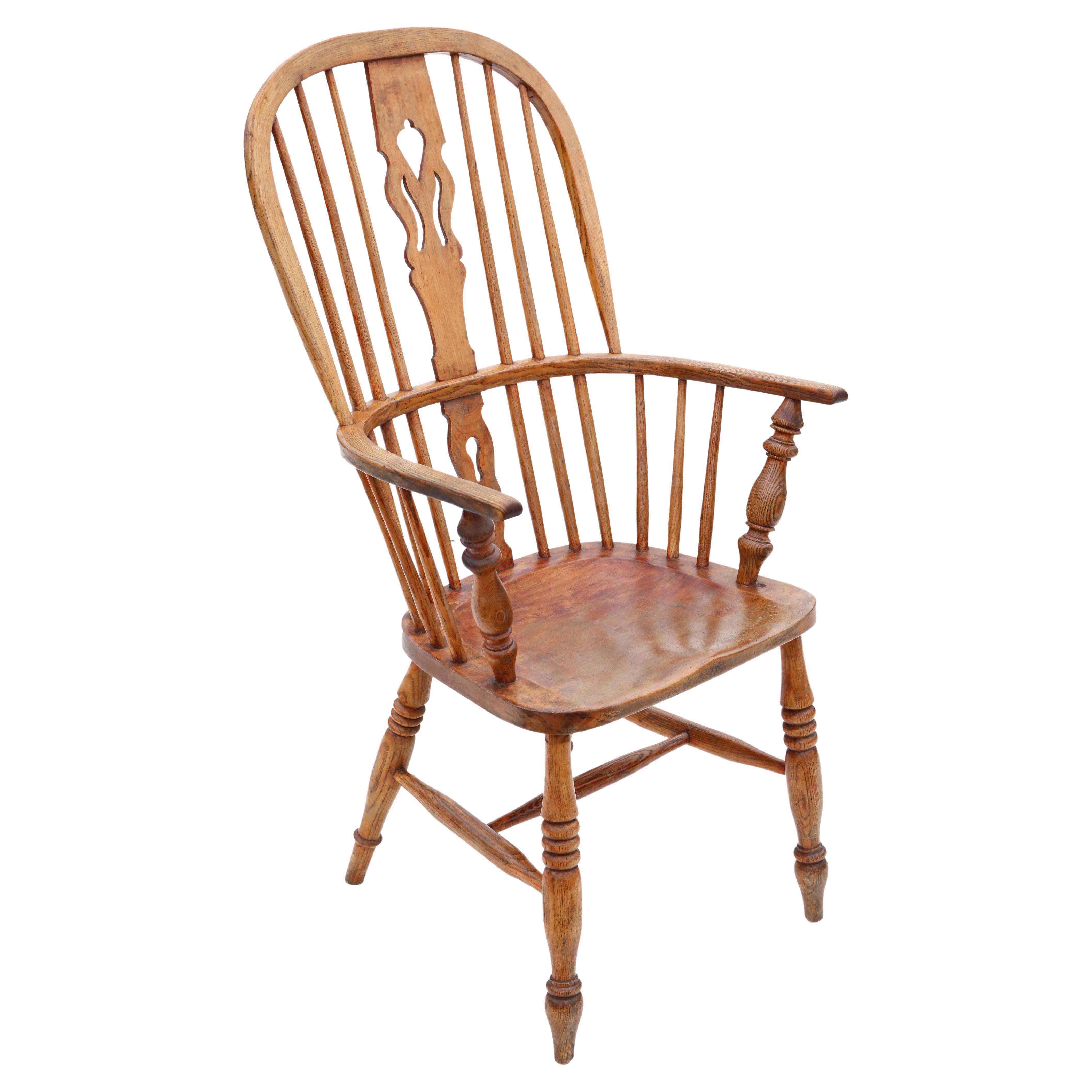 Antique quality ash and elm Windsor dining chair armchair 19th Century For Sale