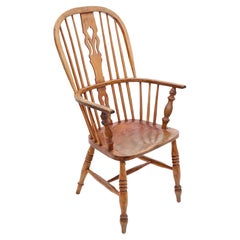 Antique quality ash and elm Windsor dining chair armchair 19th Century