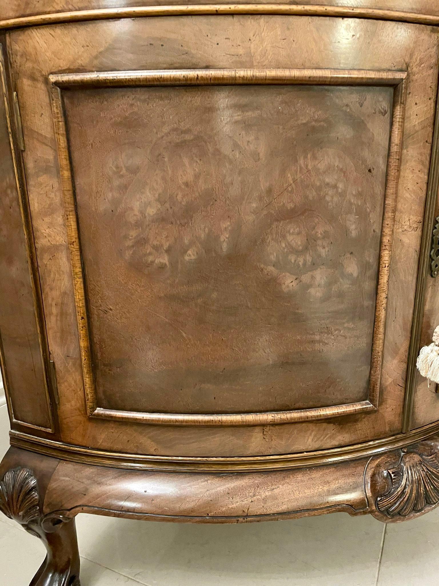 Antique Quality Burr Walnut Bow Fronted Cocktail Cabinet 2