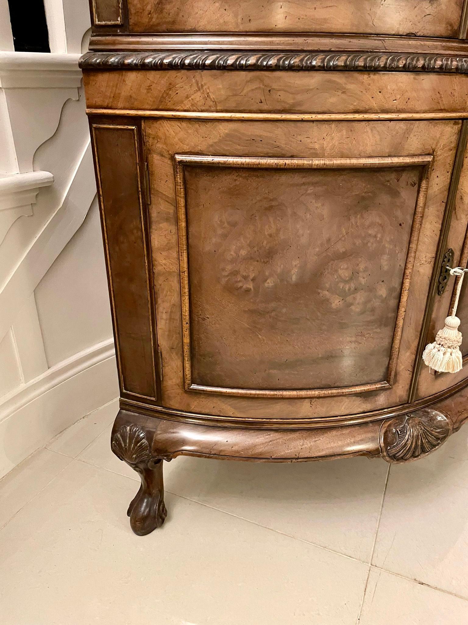 Antique Quality Burr Walnut Bow Fronted Cocktail Cabinet 4