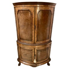 Antique Quality Burr Walnut Bow Fronted Cocktail Cabinet