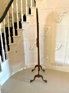 Antique Quality Burr Walnut Carved Cheval Mirror