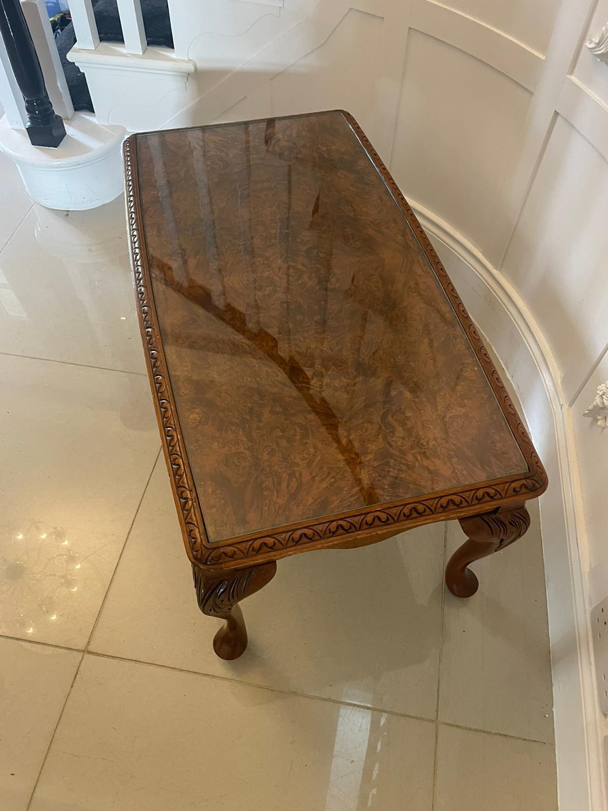 Antique Quality Burr Walnut Coffee Table  In Good Condition For Sale In Suffolk, GB