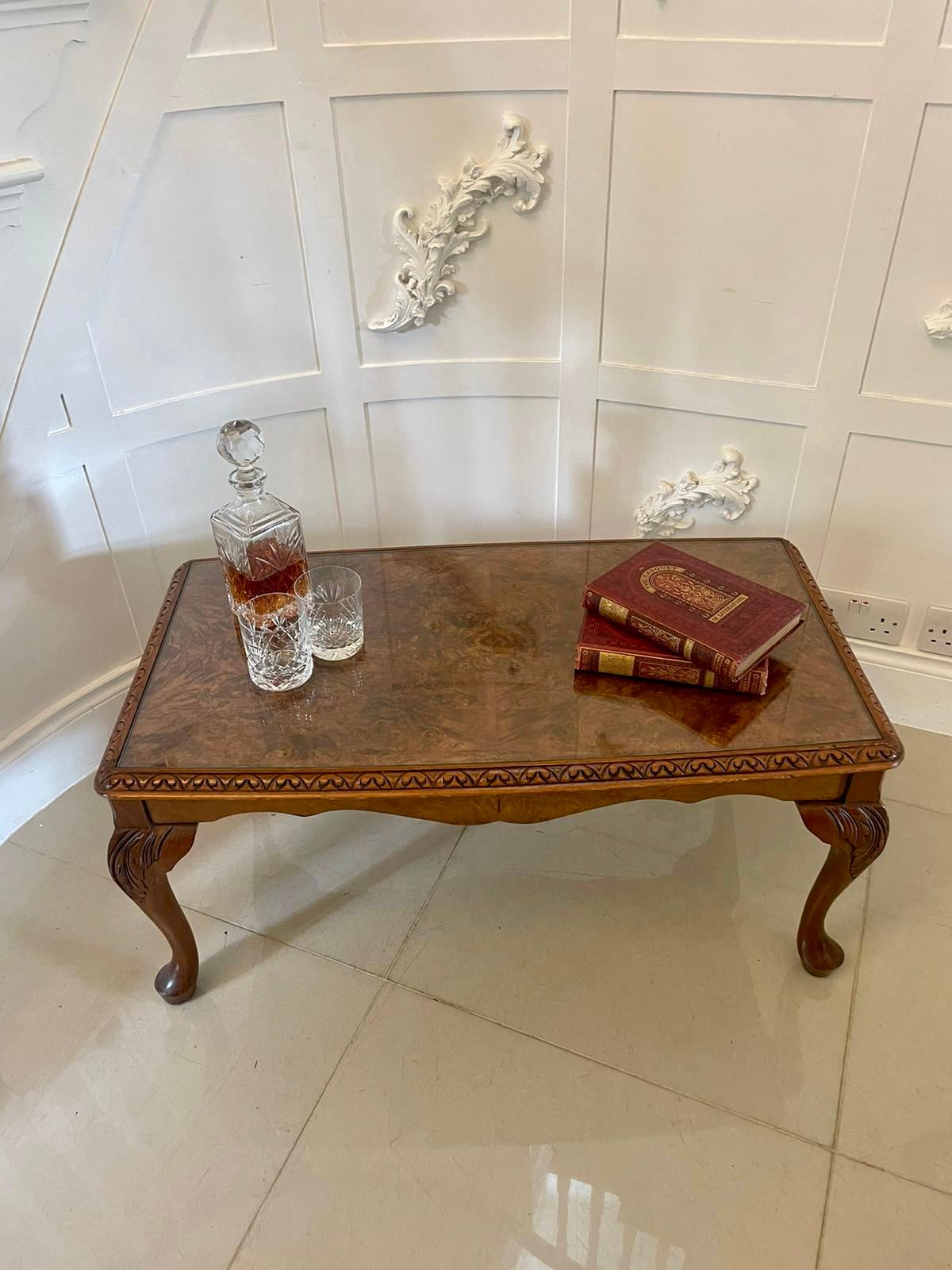Antique Quality Burr Walnut Coffee Table  In Good Condition For Sale In Suffolk, GB